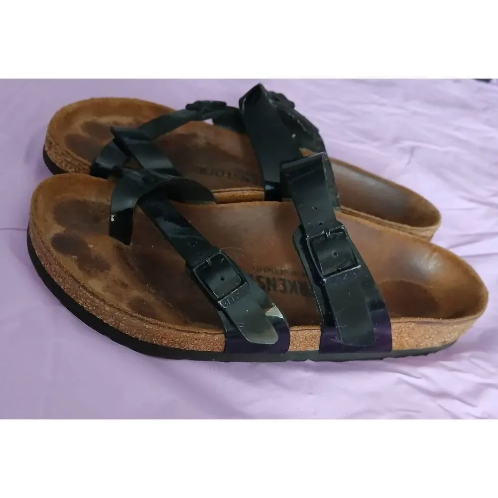 Birkenstock women's size 6.5 black cork bead sandals